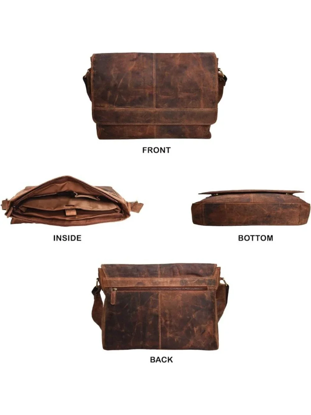 Vintage Leather Messenger Bag - 14